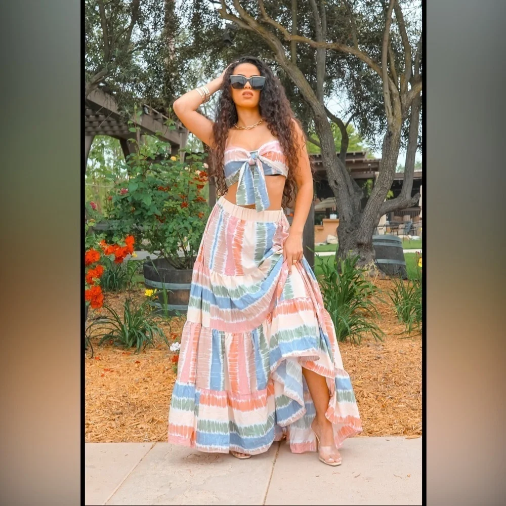 Colorful Striped Two-Piece Set - Picture 4 of 7
